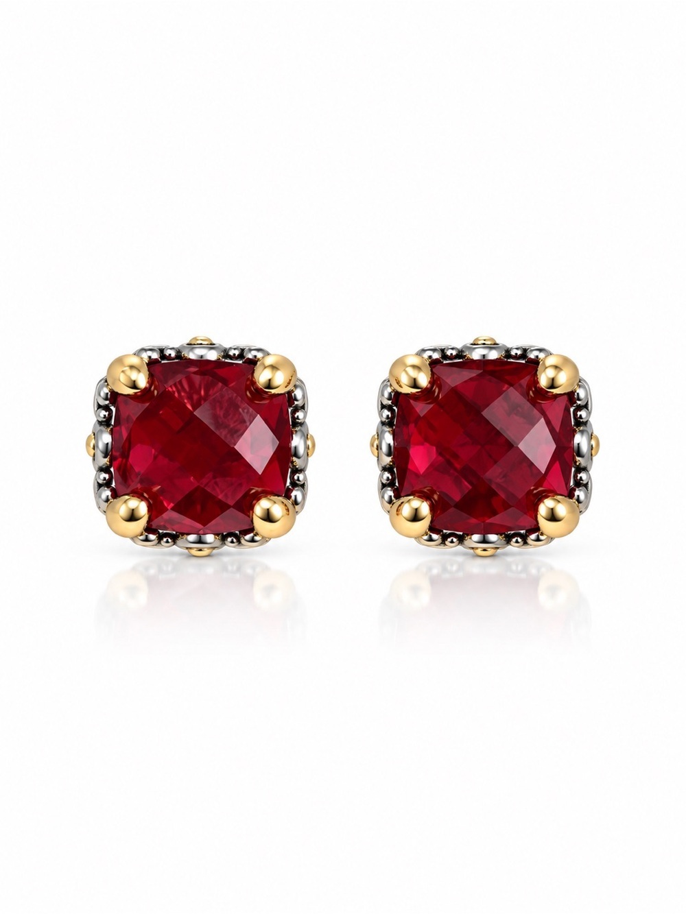 Classic Vintage Elegant Stud Earrings With Red Stones